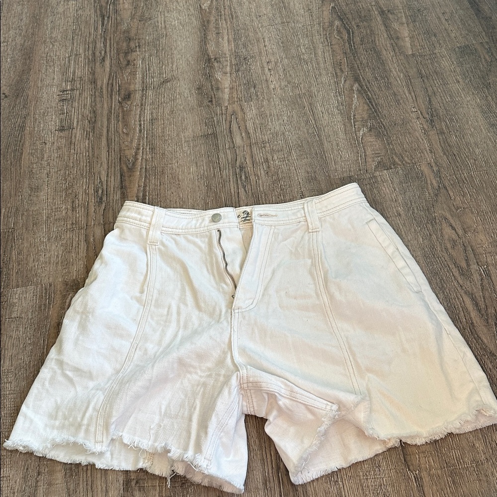 We The Free White Denim Shorts